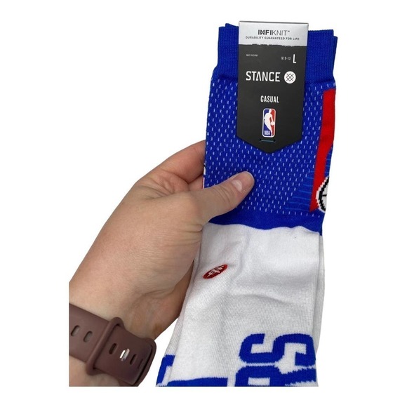 NWT Stance Los Angeles Clippers Shortcut 2 Red/White/Blue Crew Socks-Large - Picture 3 of 5